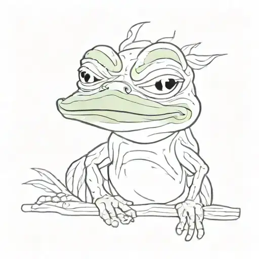 easy pepe laugth tattoo, only outlines tattoo design idea