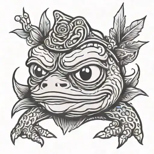 easy pepe tattoo, only outlines tattoo design idea
