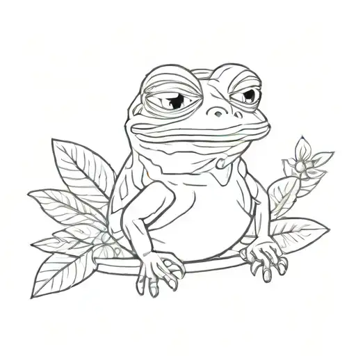 easy pepe tattoo, only outlines tattoo design idea