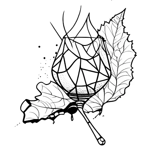broken wine glasse tattoo design idea