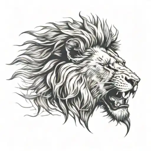 roaring scary lion head tattoo design idea