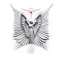 Statue of Nike with an angel's wing and a demon's wing tattoo design idea