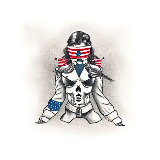 western woman tied on and laying on railroad tracks tattoo design idea