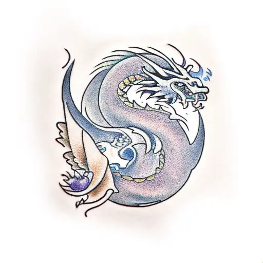 dragon, lotus, phoenix, bamboo tattoo design idea