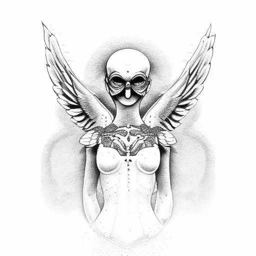 buzzard spread wings tattoo design idea