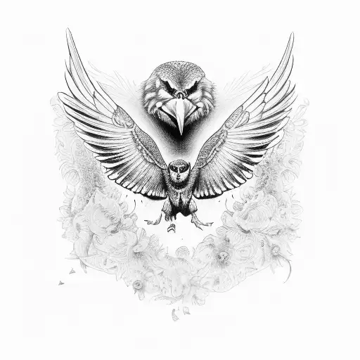 buzzard spread wings tattoo design idea