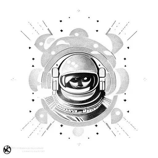 Astronaut DJ mixing records in space tattoo design idea