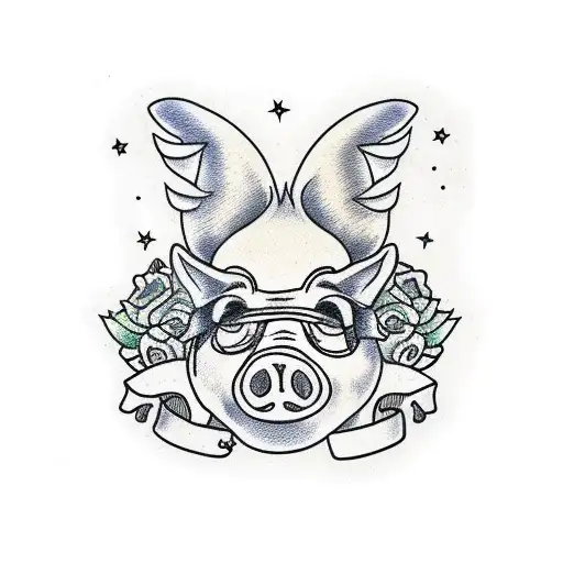 Pig crow  tattoo design idea