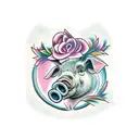 Pig crow  tattoo design idea