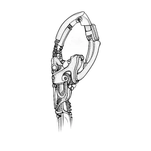 colorful tattoo biomechanics robot android shoulder to elbow gear rotates blood bones muscles flows oil glistens steel tattoo design idea