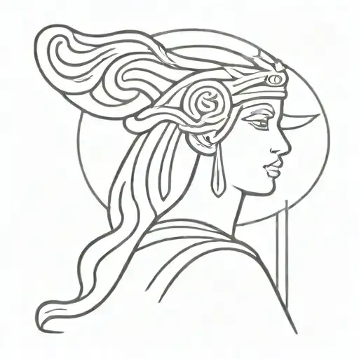 Goddess Athena dressed tattoo design idea