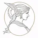 Goddess Athena dressed tattoo design idea