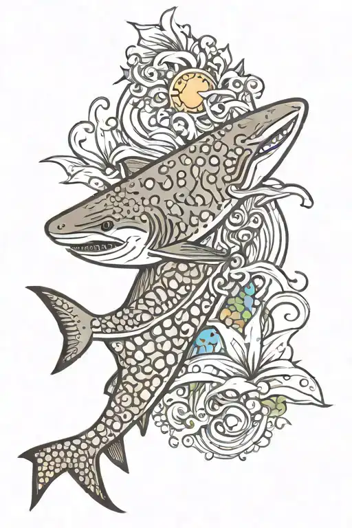 ocean theme back tattoo with whale shark  tattoo design idea