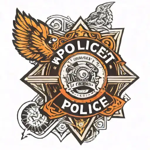 police, western, logo, wilderness tattoo design idea