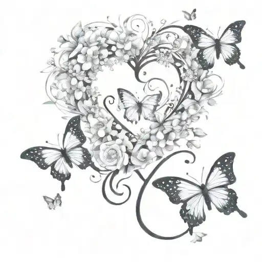 love hearts butterflies flowers infinity  tattoo design idea