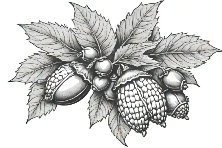 Olivo with acorns  tattoo design idea