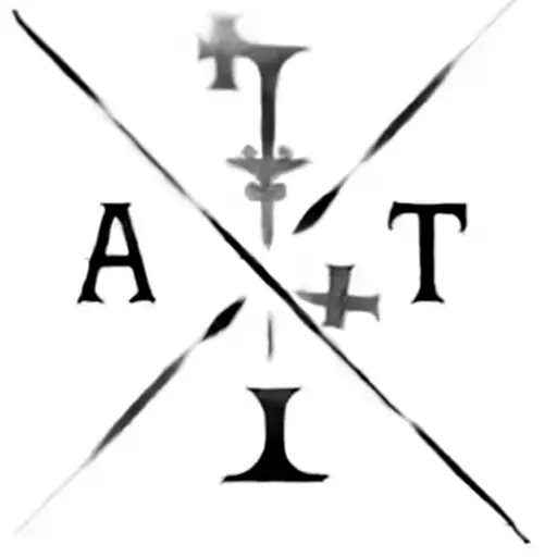 a cross with four letters inside, above that i want to write "Family first" tattoo design idea