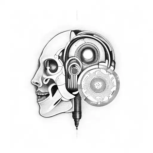 artificial intelligence and music tattoo design idea