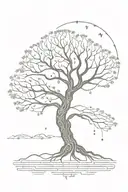 bodhi tree with movie matrix binary code flowing tattoo design idea