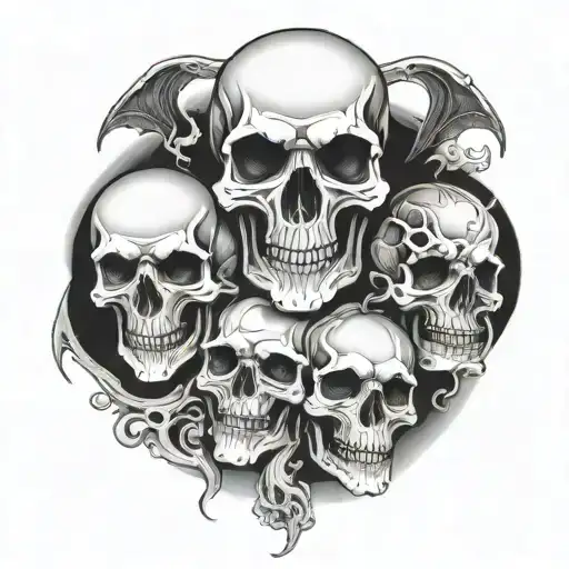 Skulls with smoke and and a grim reaper with Lucifer eyes and Scarface  tattoo design idea