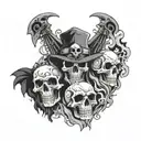 Skulls with smoke and and a grim reaper with Lucifer eyes and Scarface  tattoo design idea