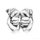 Two hands, one weathered with age, the other youthful and full of promise, meet in a firm handshake. Around them, bursts tattoo design idea