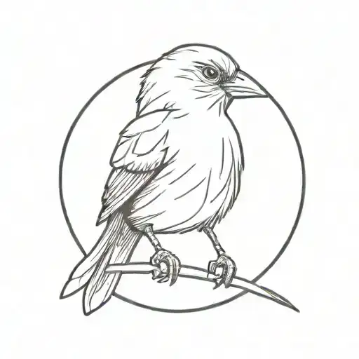 Canary with an ace of hearts in its beak tattoo design idea