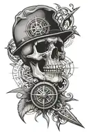 skull and compass tattoo design idea