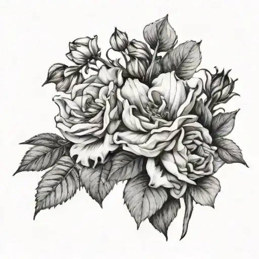 birth flowers for August, September, December and April tattoo design idea