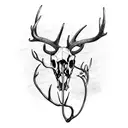 deer skull and antlers  with arrow tattoo design idea