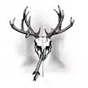 deer skull and antlers  with arrow tattoo design idea