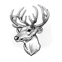 deer skull and antlers  with arrow tattoo design idea