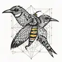 Bee and Kingfisher tattoo design idea