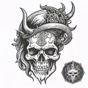 Viking skull surrounded tattoo design idea