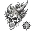 Viking skull surrounded tattoo design idea