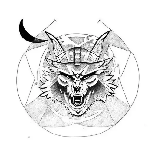 Moon, gladiator, war tattoo design idea