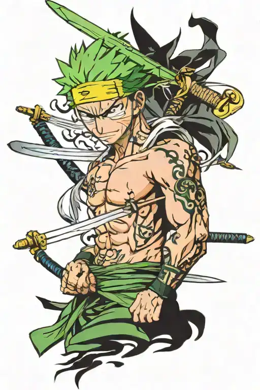 Zoro's Eyes and his swords  tattoo design idea