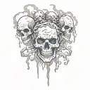 tortured skull surrounded smoke demons tattoo design idea