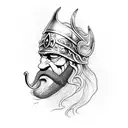 Viking tattoo design, Jörmungander snake in the style of God of War Ragnarok in profile, blackwork style, low contrasts tattoo design idea