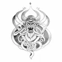 Viking tattoo design, Jörmungander snake in the style of God of War Ragnarok in profile, blackwork style, low contrasts tattoo design idea