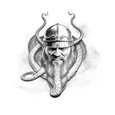 Viking tattoo design, Jörmungander snake in the style of God of War Ragnarok in profile, blackwork style, low contrasts tattoo design idea