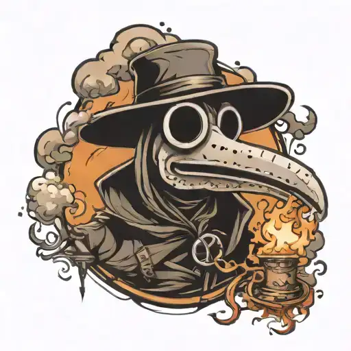 plague doctor in smoke tattoo design idea