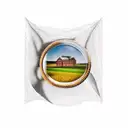 a color tattoo of a wheat farm viewed through a beer glass shapped window tattoo design idea