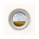 a color tattoo of a wheat farm viewed through a beer glass shapped window tattoo design idea