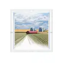 a color tattoo of a wheat farm viewed through a beer glass shapped window tattoo design idea