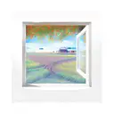 a color tattoo of a wheat farm viewed through a beer glass shapped window tattoo design idea