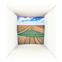 a color tattoo of a wheat farm viewed through a beer glass shapped window tattoo design idea