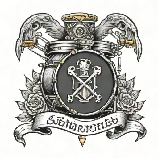 Snare drum and Family Crest tattoo design idea