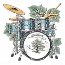 drum snare drum with drumsticks and family tree tattoo design idea