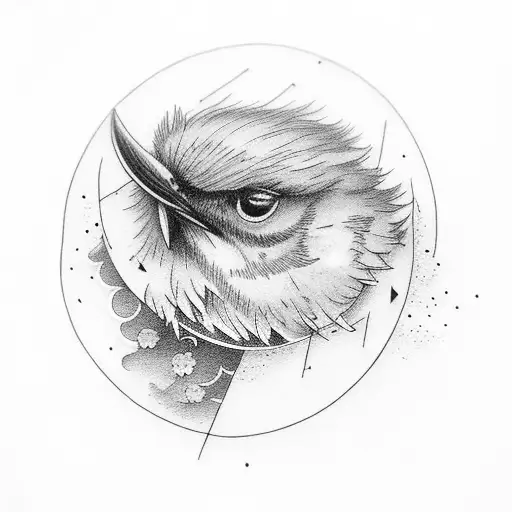 black bird with a moon tattoo tattoo design idea